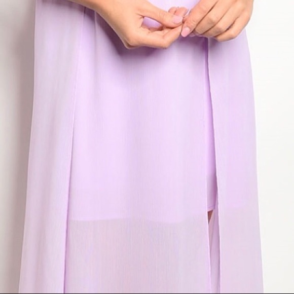 ❌DONATED❌Lavender Purple Cold Shoulder Embroidery Lined Maxi Dress - Picture 3 of 14